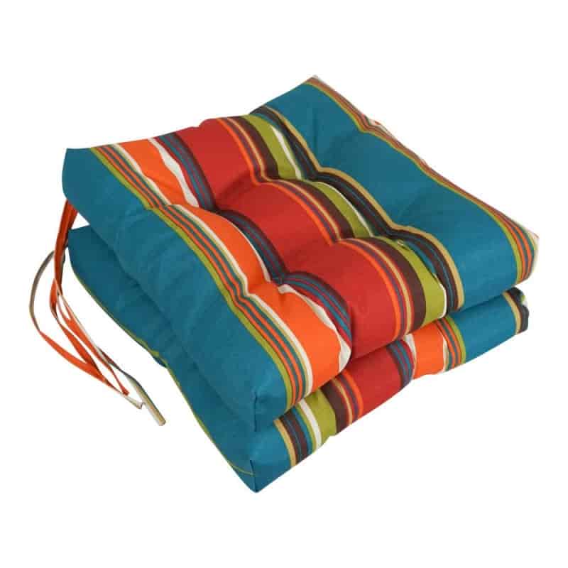 16-Inch Outdoor Spun Polyester Square Tufted Chair Cushions (Set Of 2)