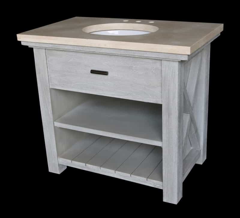 Rustic Cross Panel Mystique Grey Vanity