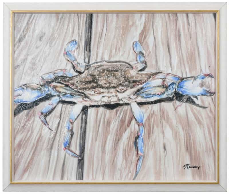 Blue Crab With Gold Accent Frame