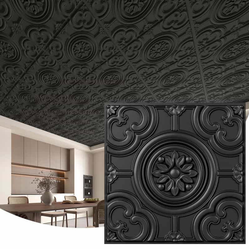 Art3d 12-Pack 24"X24" Drop Ceiling Tiles, Waterproof Glue Up Ceiling Panels