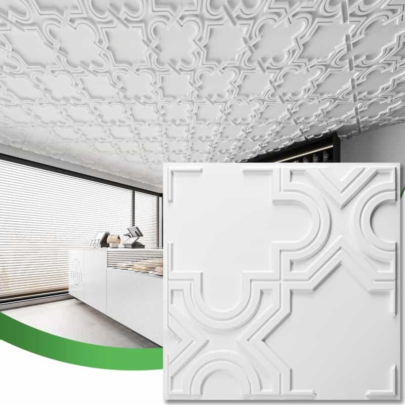 A10956wt12-Art3d 12-Pack Square Drop Ceiling Tile 2Ft X 2Ft, Pvc Ceiling Panel 24 X 24In
