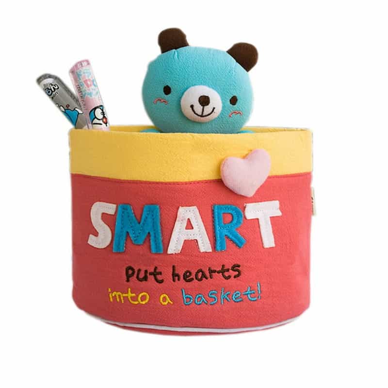 Embroidered Applique Wall Organizer / Hanging Organizer - Bear & Hearts