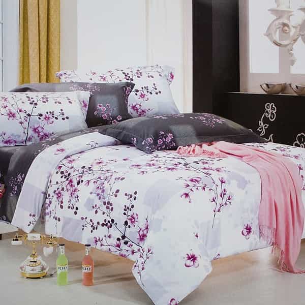 100% Cotton 3Pc Comforter Cover - Plum In Snow