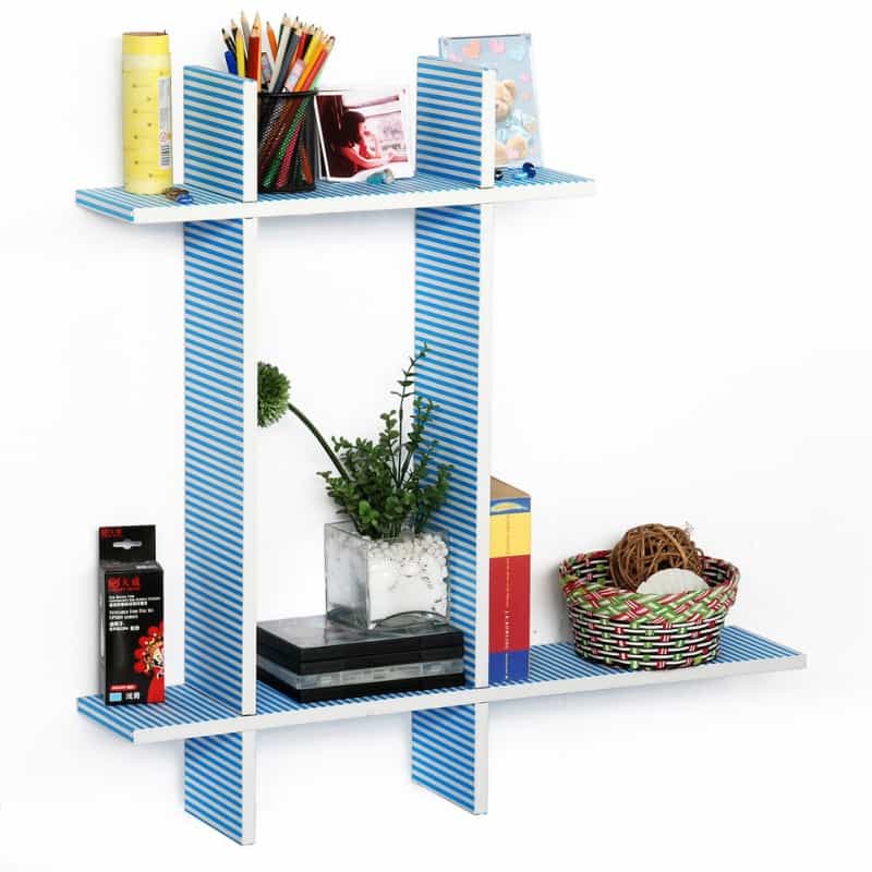Leather Cross Type Sheve / Book Shelve - Sailor Stripe-b
