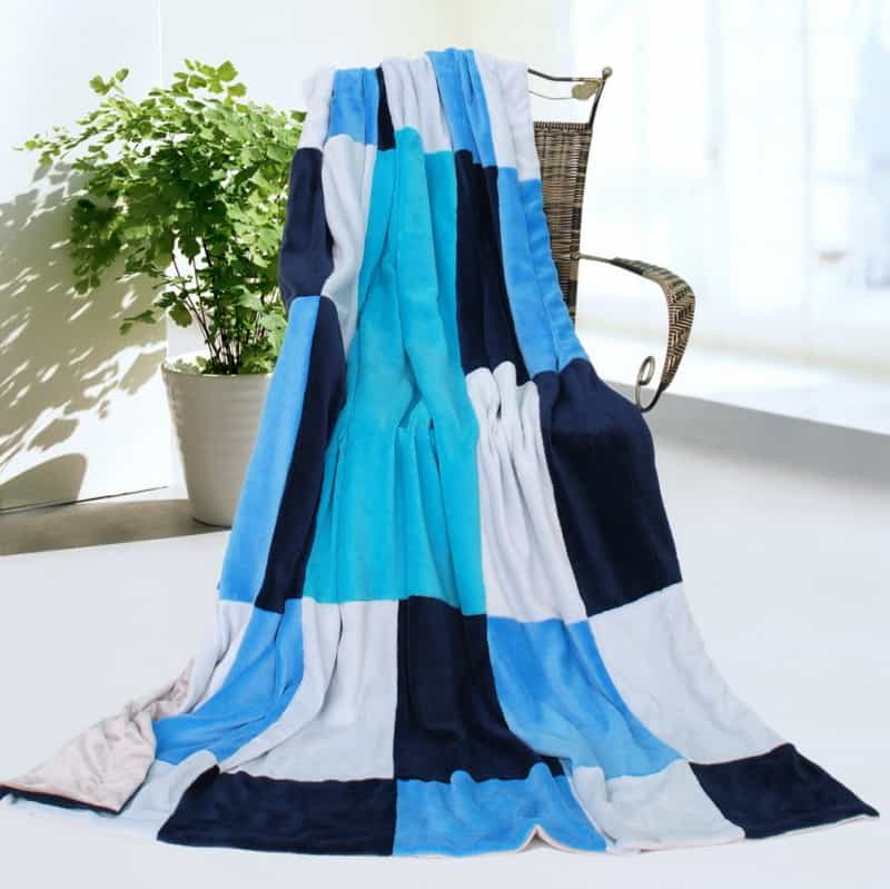 Soft Coral Fleece Patchwork Throw Blanket - Fashion Life