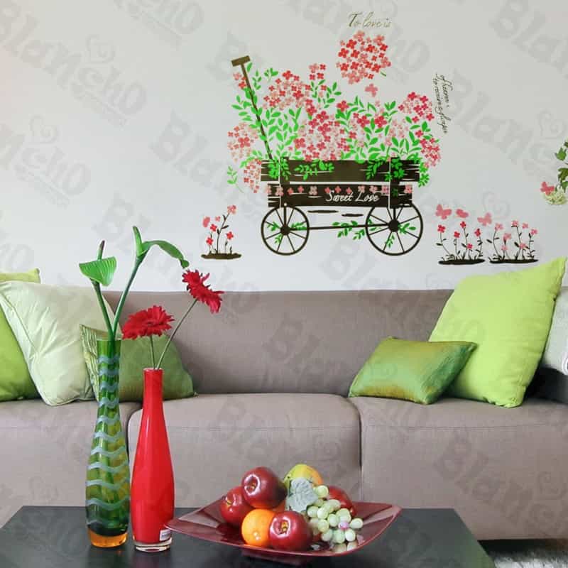 Flowers And Pushcart - Wall Decals Stickers Appliques Home déCor