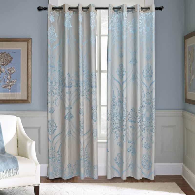 Curtains Damask Jacquard Grommet Semi-Blackout, Tall 60X100, Troyes By Dolce-Mela
