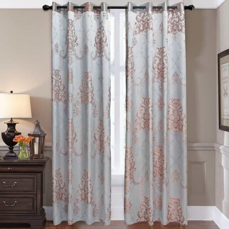 Curtains Damask Jacquard Grommet Semi-Blackout, Tall 60X100, Bordeaux By Dolce-Mela