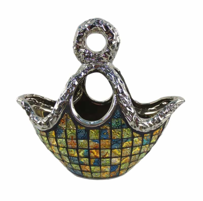 Art Deco Pottery, Decorative Ceramic & Glass Purse Flower Vases By Dolce Mela