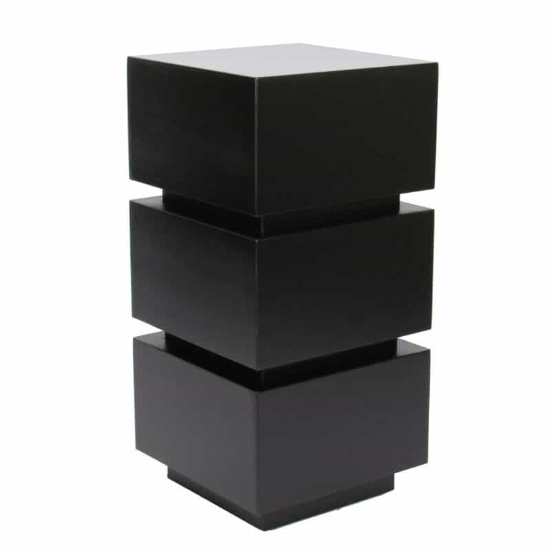 Wooden Pedestal Stand In Stacked Cube Design, Antique Black