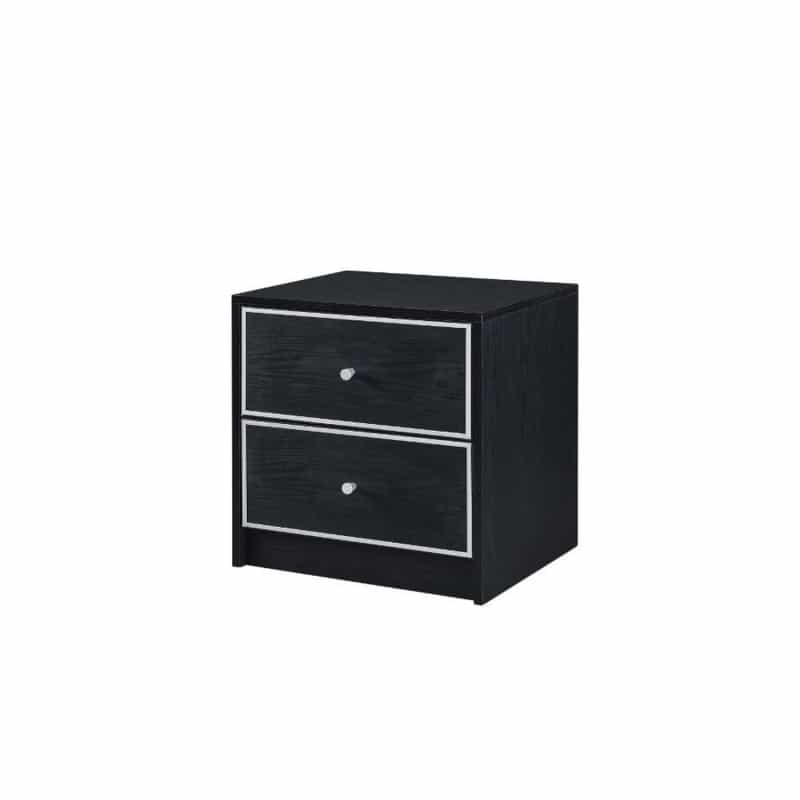 Accent Table With 2 Storage Drawers And Intricate Trimming, Black