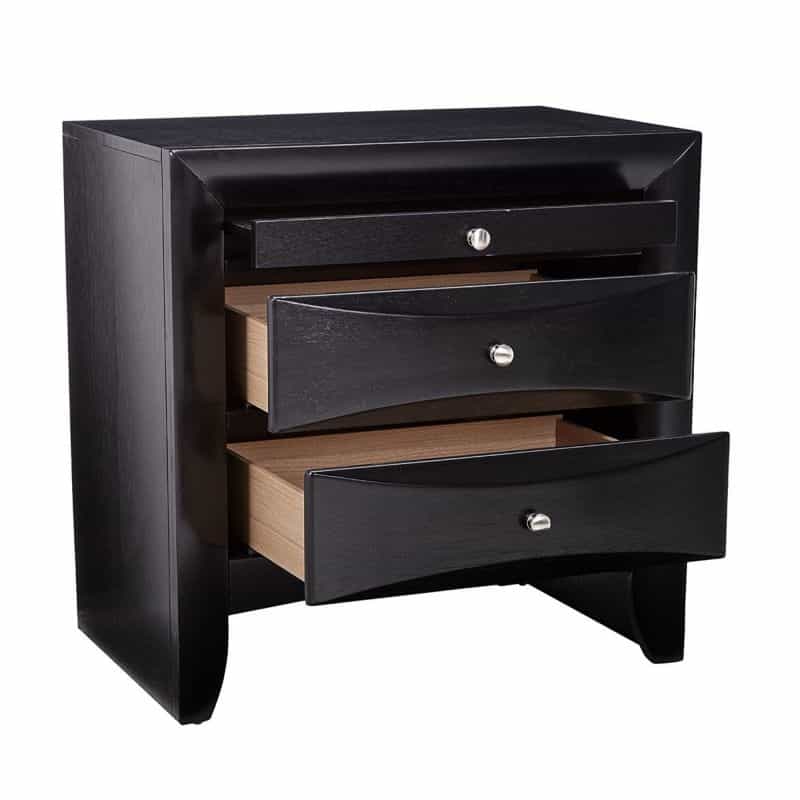 Wooden 2 Drawer Nightstand With Tray, Black