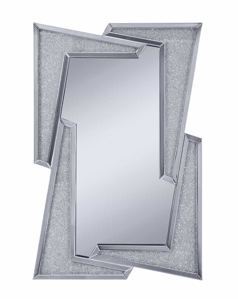 Mirrored Wooden Frame Accent Wall Decor With Four L Shaped Borders, Clear