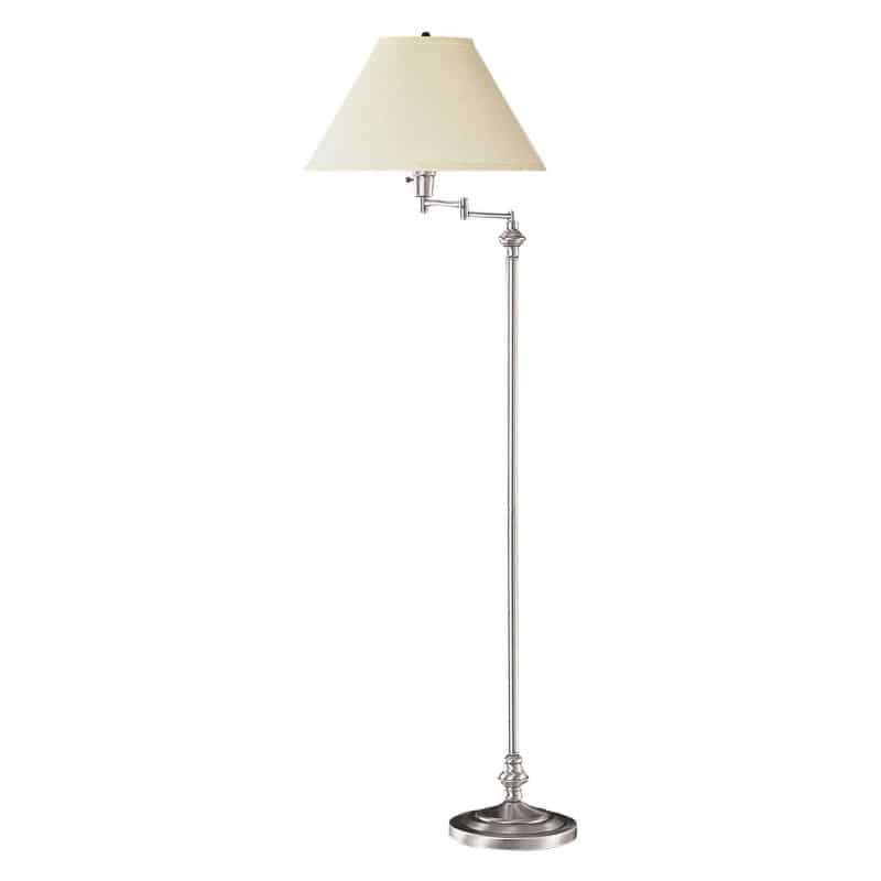 150 Watt Metal Floor Lamp With Swing Arm And Fabric Conical Shade, Silver