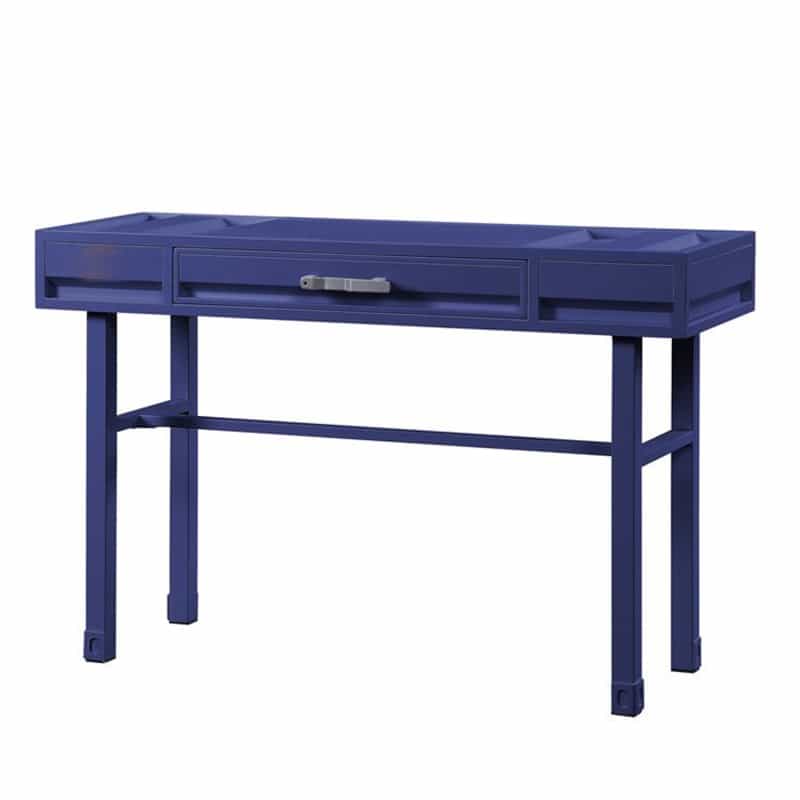 Industrial Style Metal And Wood 1 Drawer Vanity Desk, Blue