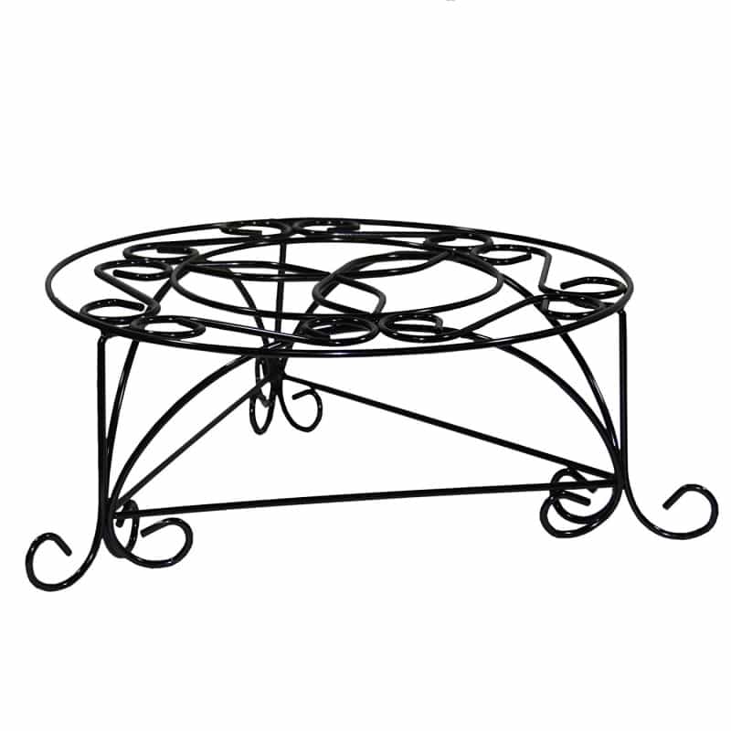 Swirl Mosaic Iron Frame Plant Stand, Glossy Black