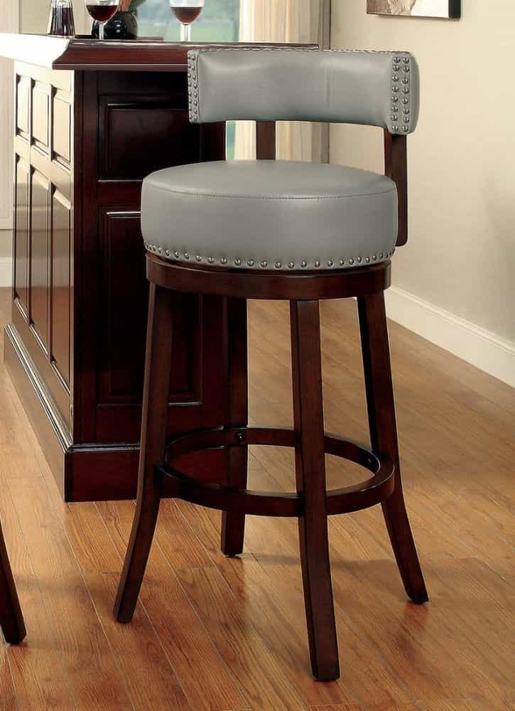 Shirley Contemporary 29" Barstool With Pu Cushion, Gray Finish, Set Of 2