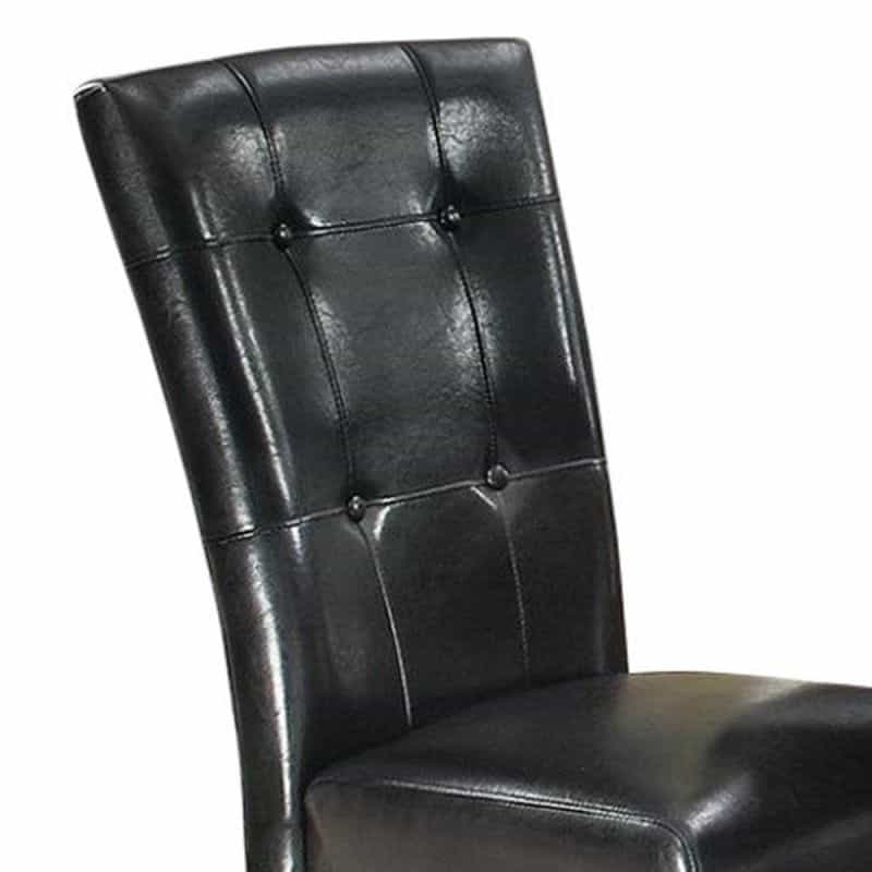 Dining Side Chair Set Of 2, Button Tufted Black Faux Leather Upholstery