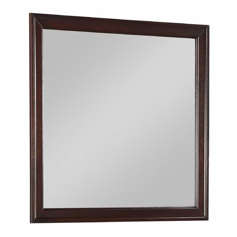 Square Molded Wooden Frame Dresser Mirror, Cherry Brown And Silver