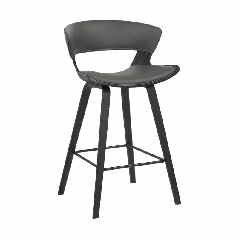 27 Inches Saddle Seat Leatherette Counter Stool, Gray
