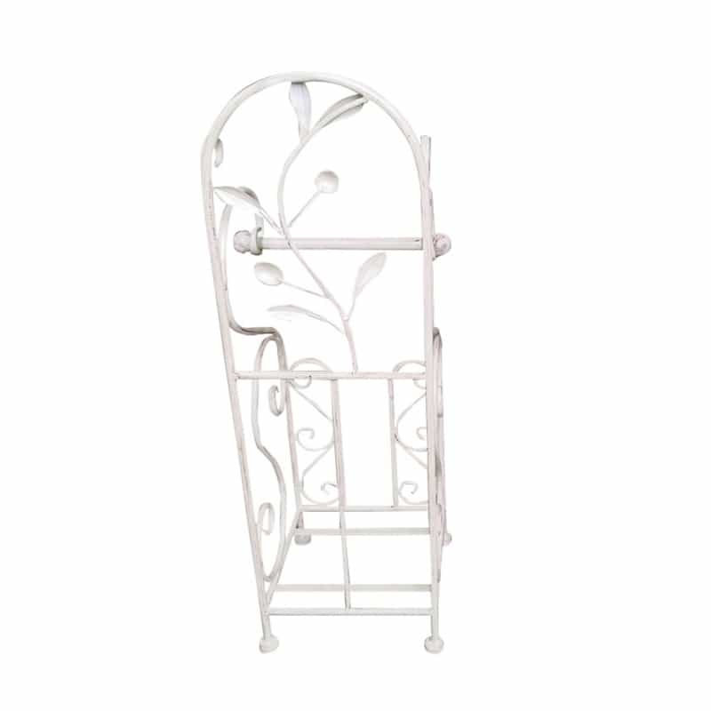 Noe Benzara Classic Free Standing Metal Toilet Paper Holder, Off White