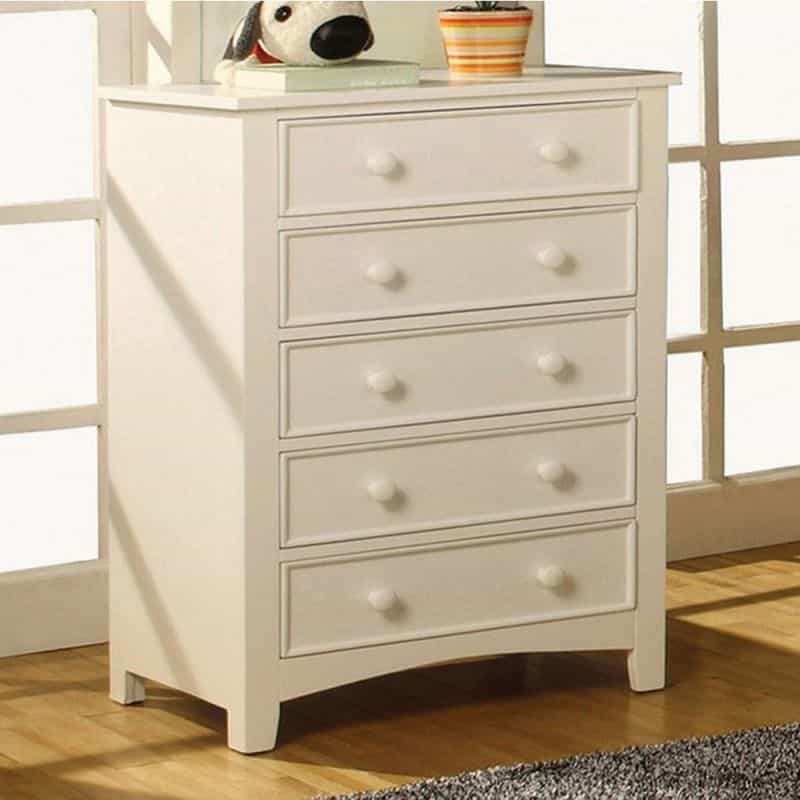 Sophisticated 5 Drawers Wooden Chest, White