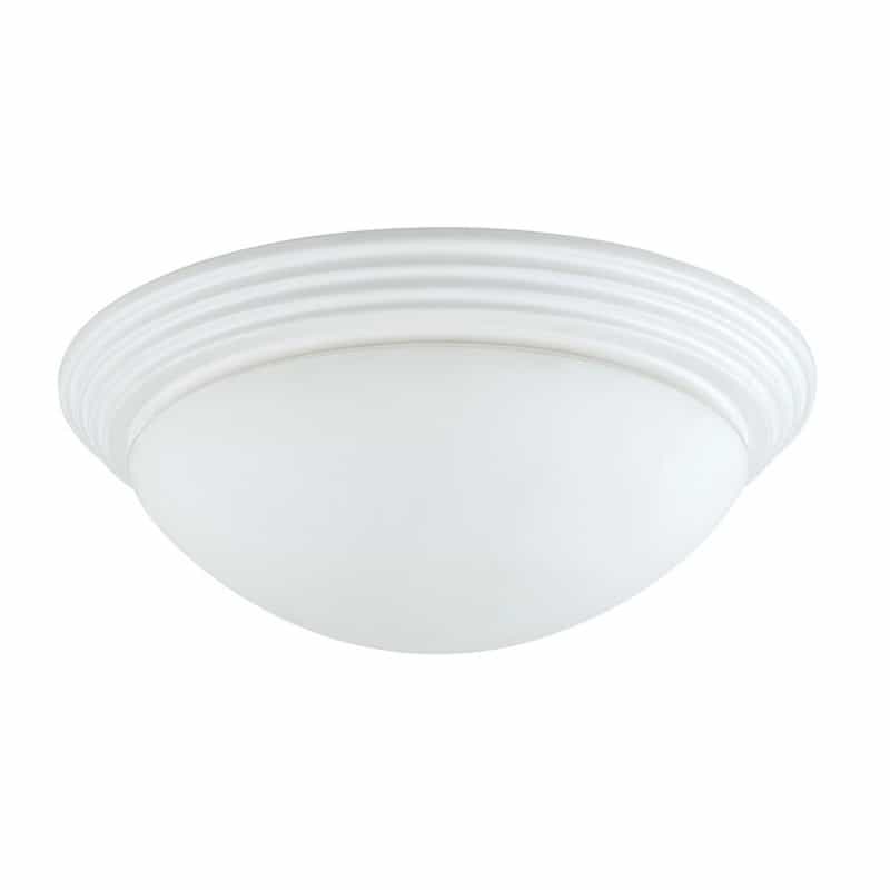 Dome Shaped Glass Ceiling Lamp With Hardwired Switch, White And Clear