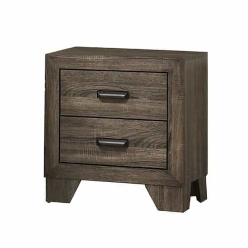 2 Drawer Wooden Nightstand With Metal Handles And Bracket Legs, Brown