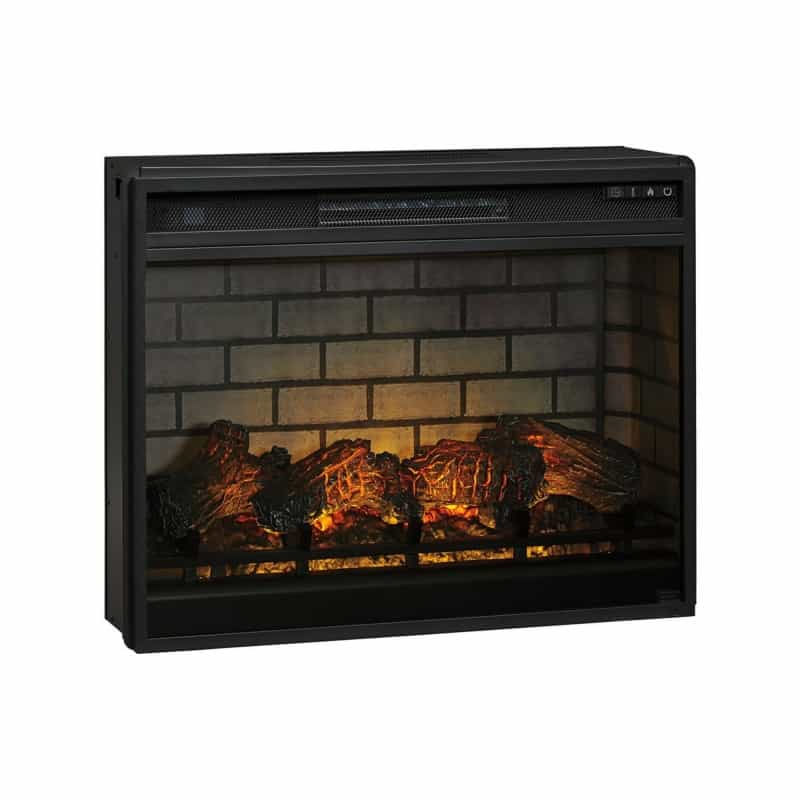 31.25 Inch Metal Fireplace Inset With 7 Level Temperature Setting, Black