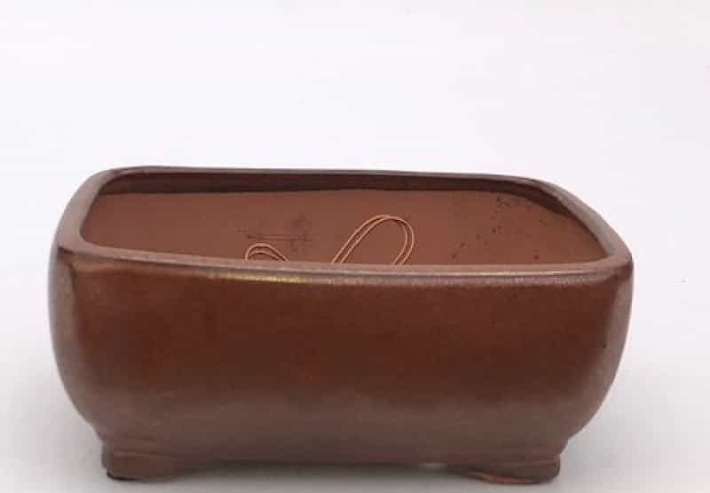 Aztec Orange Ceramic Bonsai Pot- Rectangle Professional Series 10.5" X 8" X 4.5"