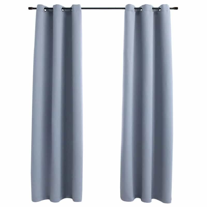 Vidaxl Blackout Curtains With Rings 2 Pcs Gray 37"X63" Fabric, 134846