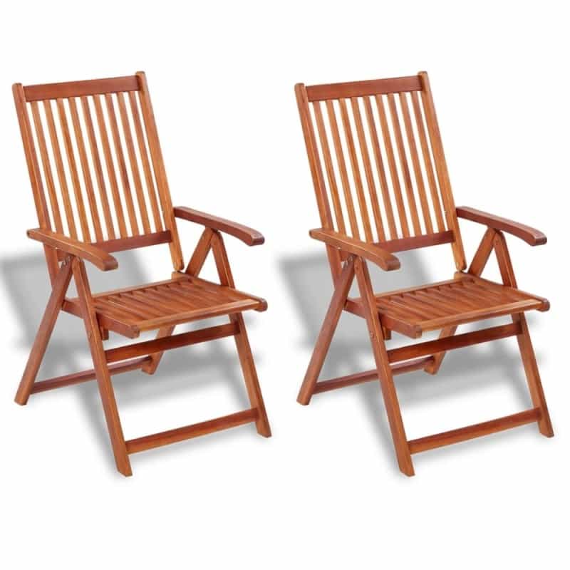 Dining Chair Set Of 2 Natural Brown Solid Acacia Wood Standard
