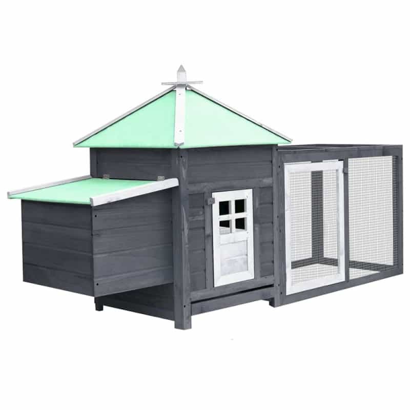 Chicken Coop Grey Solid Firwood, Plywood, Galvanized Steel Large