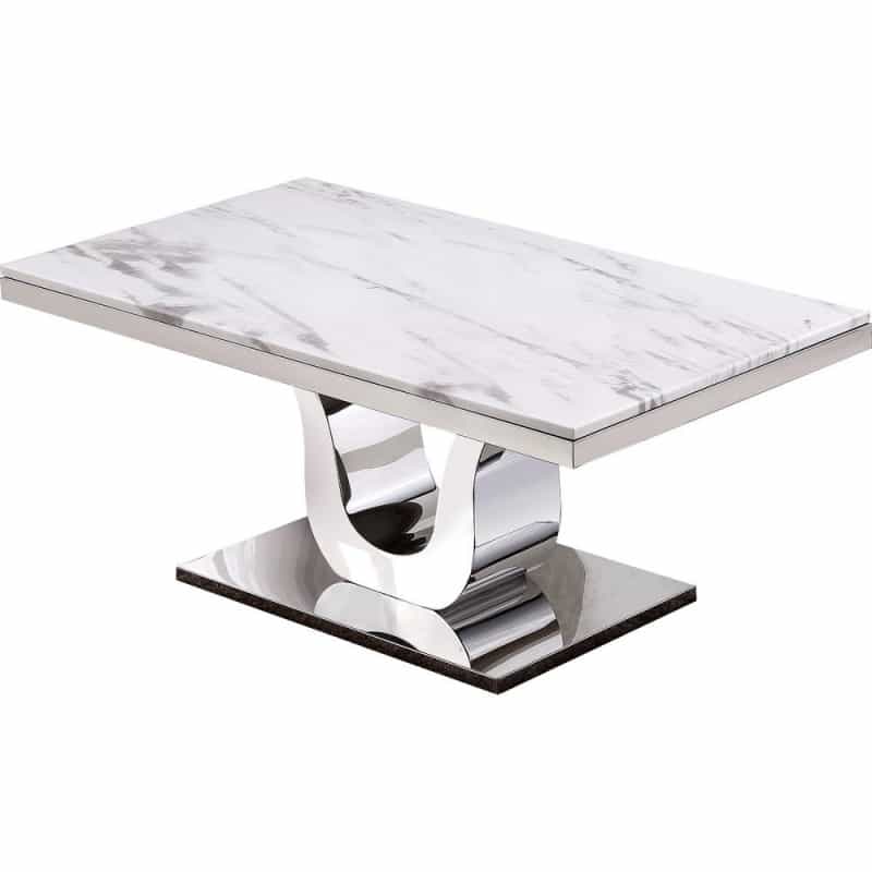 Marble Top Coffee Table With Stainless Steel Base