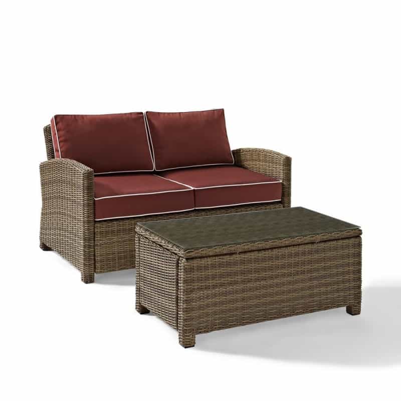 Bradenton 2Pc Outdoor Loveseat Patio Furniture Set, Loveseat & Coffee Table