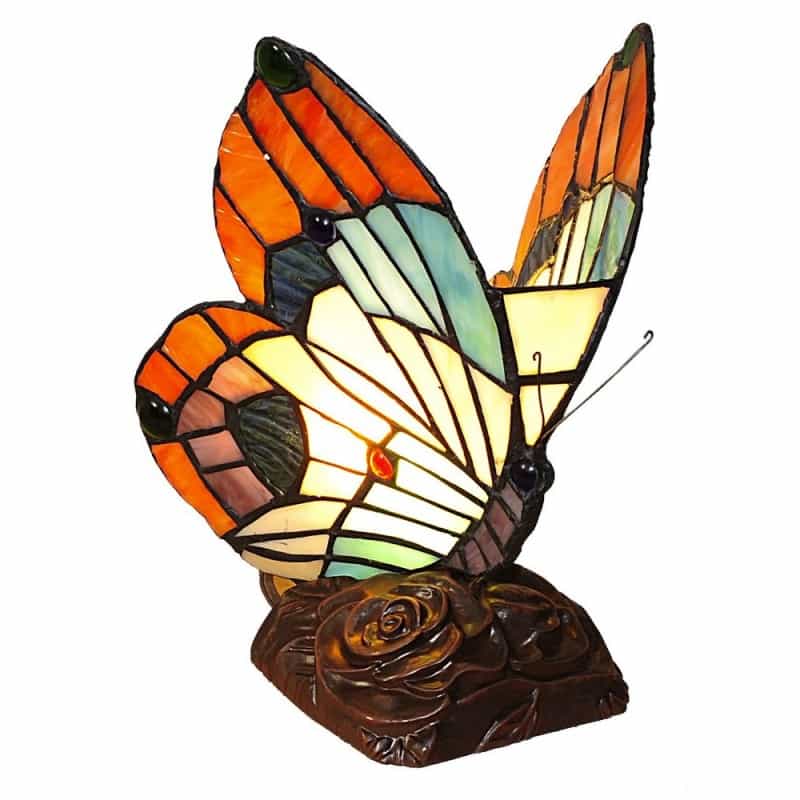 Kacy 2 Tiffany-Style 1 Light Butterfly Accent Table Lamp 10" Tall