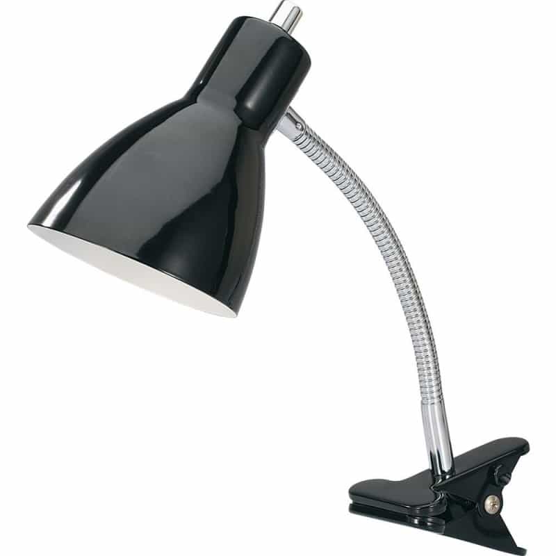 Lorell Led Clip-On Desk Lamp - 15.5" Height - 3" Width - 10 W Led Bulb - Plastic - Desk Mountable - Black - For Desk, Table