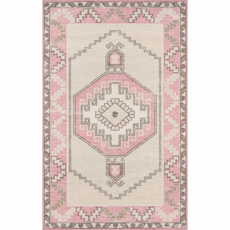 Traditional Rectangle Area Rug, Pink, 3'3" X 5'
