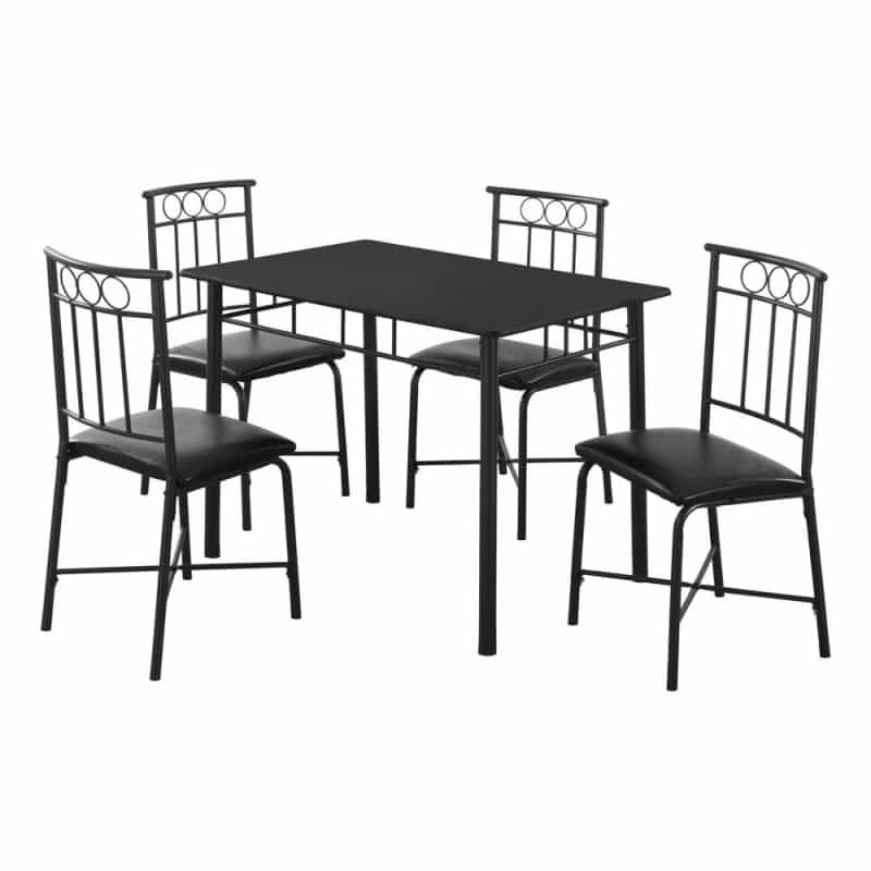 Dining Table Set, 5Pcs Set, Small, 40 Rectangular, Kitchen, Black Metal