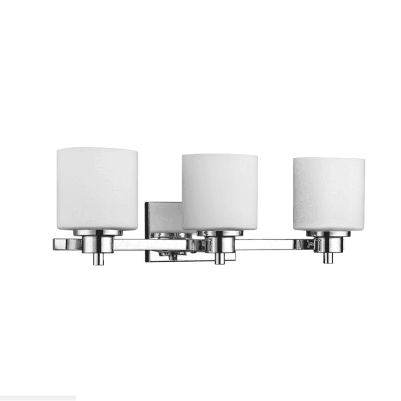 Solbi Contemporary 3 Light Chrome Finish Bath Vanity Wall Fixture White Alabaster Glass 24" Wide