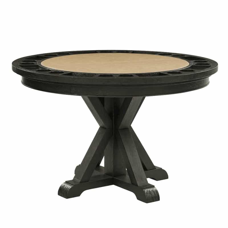 Rylie Dining Table With Game Top & 4 Captains Chairs, Sand Vegan Leather