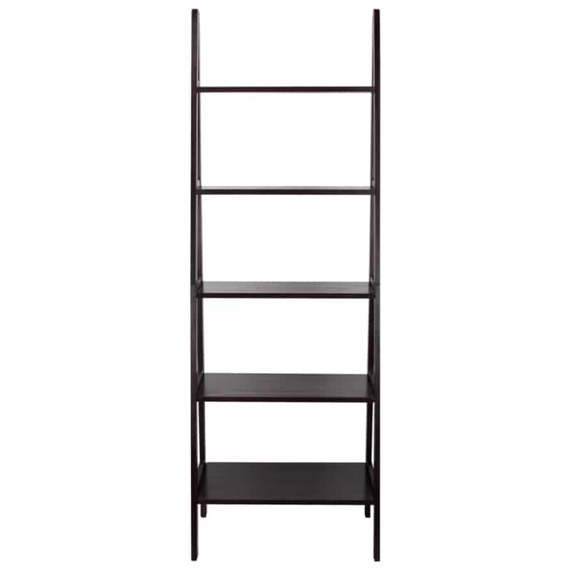 5-Shelf Ladder Bookcase-Espresso