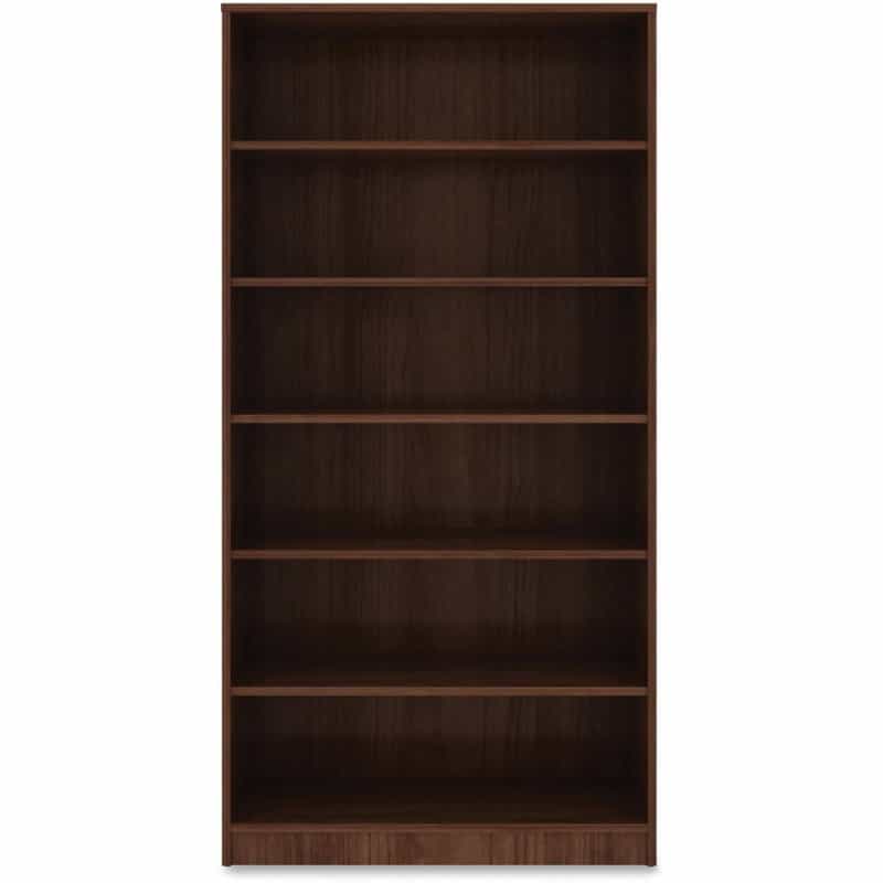 Lorell Laminate Bookcase - 6 Shelf(Ves) - 72" Height X 36" Width X 12" Depth - Sturdy, Adjustable Feet, Adjustable Shelf, Square Corner - Thermofused Laminate (Tfl) - Walnut - Laminate - 1 Each