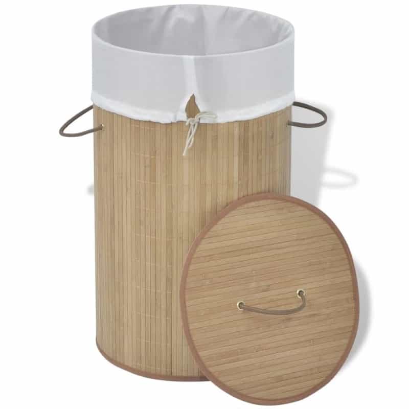 Vidaxl Bamboo Laundry Bin Round Natural, 242723