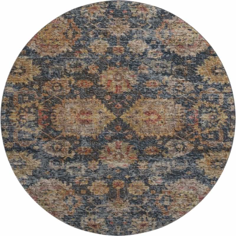 Premium Machine Washable Mayfield Amf1094 Navy 8' X 8' Round Rug