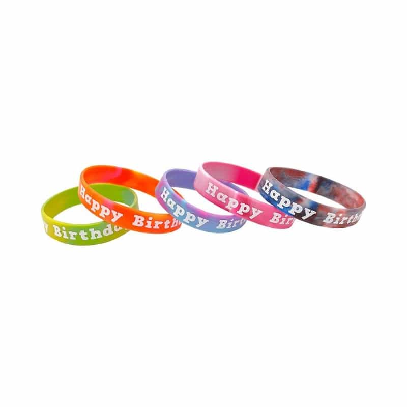 Tie-Dye Happy Birthday Wristbands, 10 Per Pack, 6 Packs