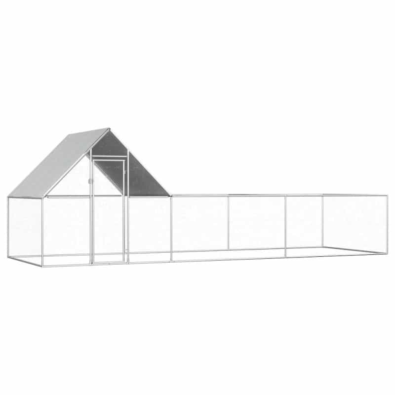 Chicken Coop Silver Galvanized Steel 19.7 X 6.6 X 6.6 Ft Locks