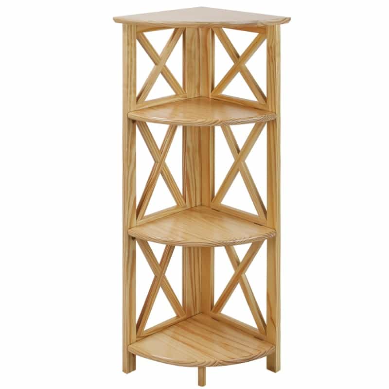 Montego 4-Shelf Corner Folding Bookcase-Natural