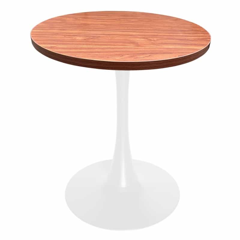 Bristol Dining Table, White Base With 27" Round Cognac Brown Mdf Top