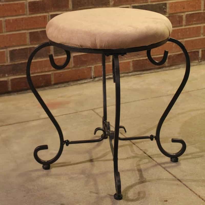 Round Iron Vanity Stool With Cushion